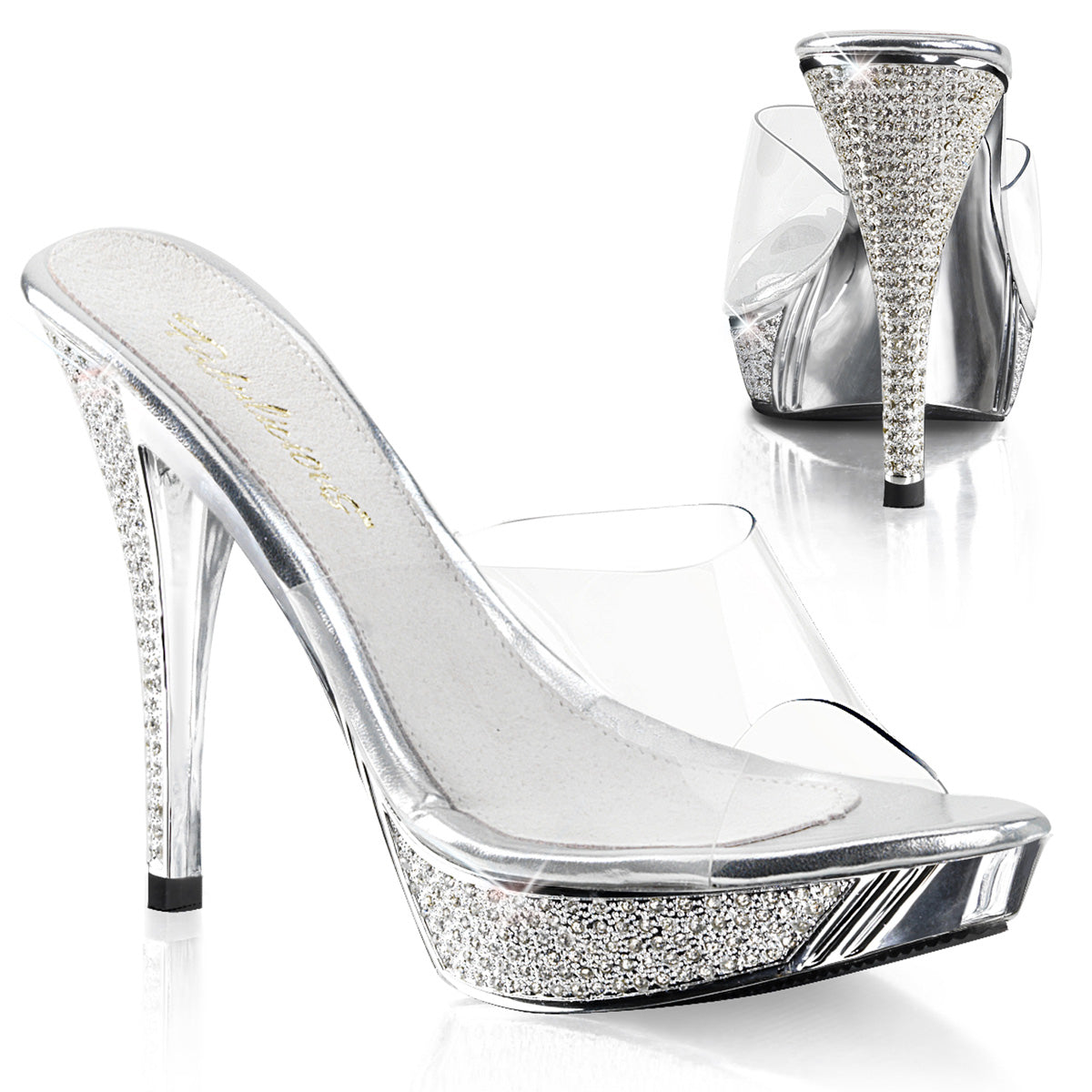 ELEGANT-401 Fabulicious Silver Chrome 4.5 Inch Posing Shoes Clr Slv Chrome