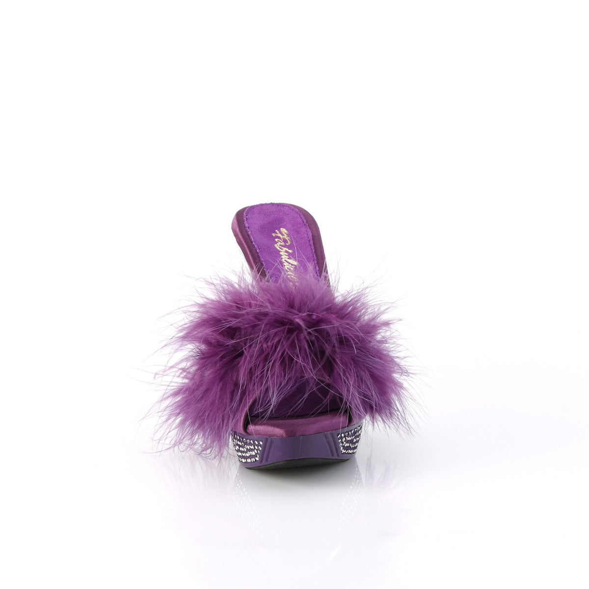 Fabulicious ELEGANT-401F Purple Marabou / Purple Rhinestone Platform Shoes - 4 1/2 Inch Heels