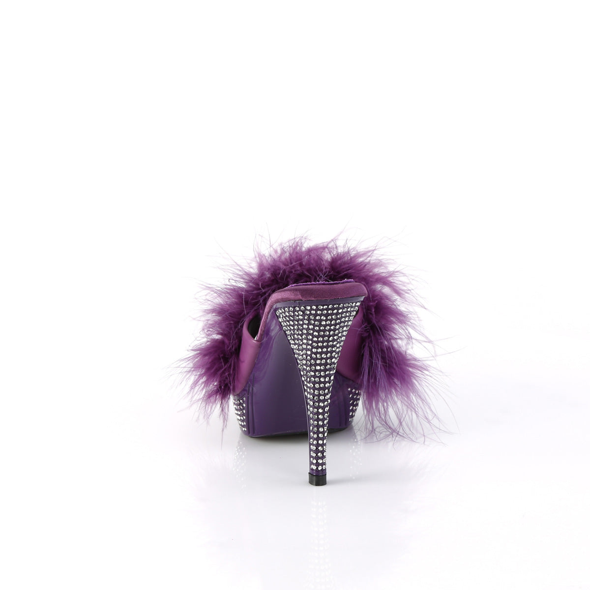 Fabulicious ELEGANT-401F Purple Marabou / Purple Rhinestone Platform Shoes - 4 1/2 Inch Heels