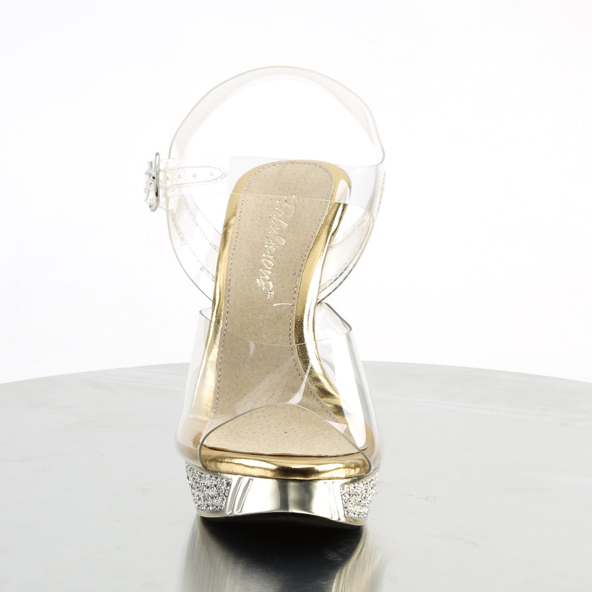 ELEGANT-408 Fabulicious Gold Chrome 4.5 Inch Posing Shoes