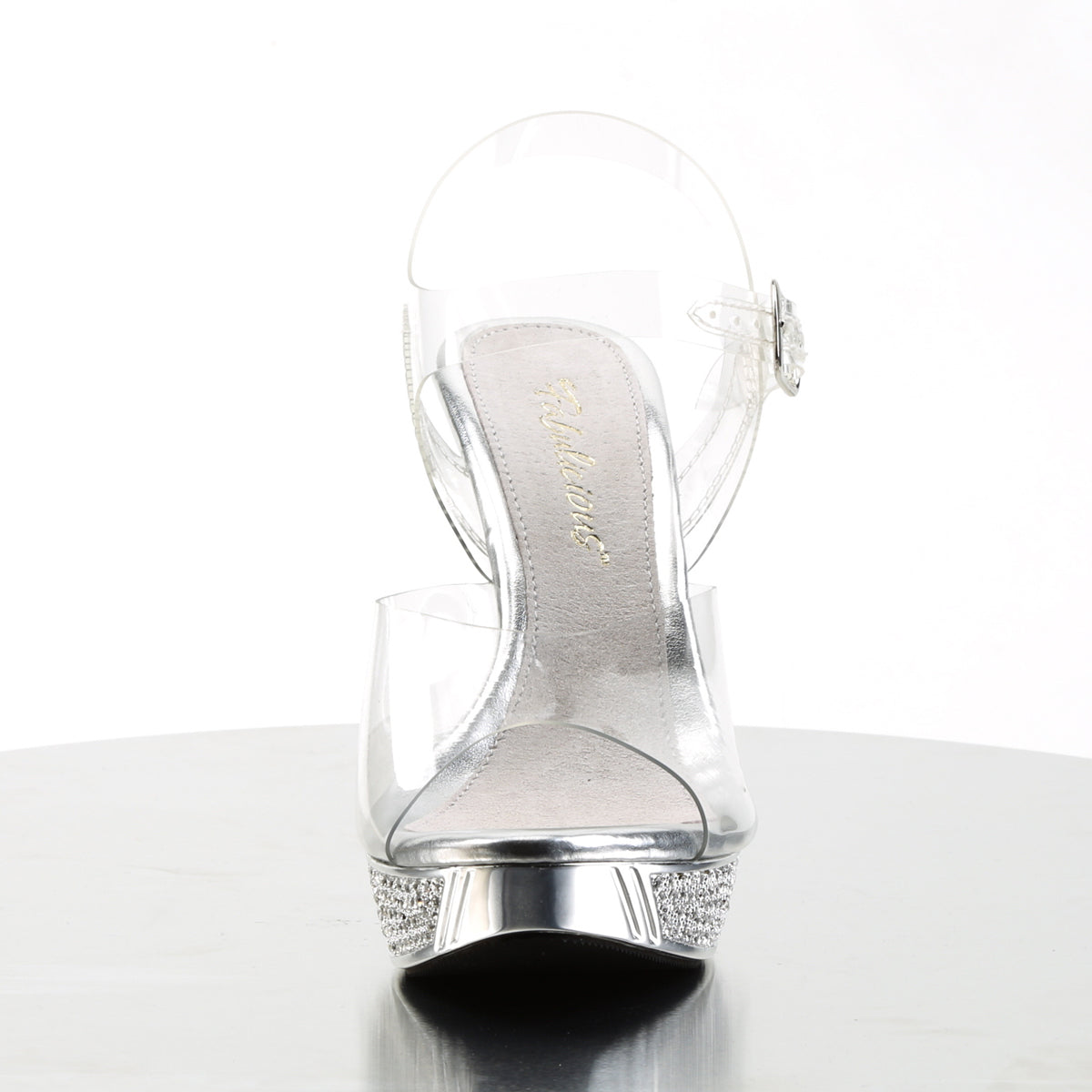 ELEGANT-408 Fabulicious Silver Chrome 4.5 Inch Posing Shoes