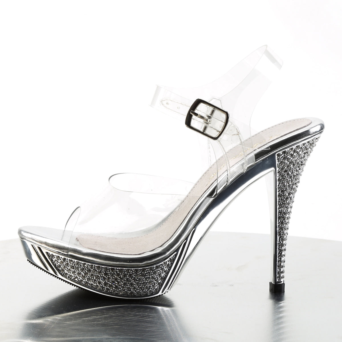 ELEGANT-408 Fabulicious Silver Chrome 4.5 Inch Posing Shoes