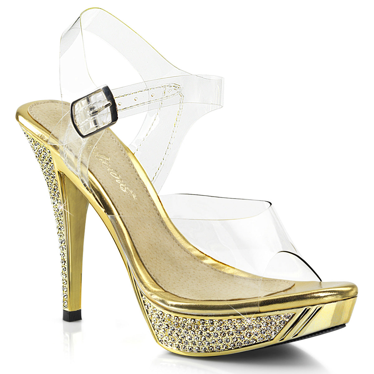 ELEGANT-408 Fabulicious Gold Chrome 4.5 Inch Posing Shoes