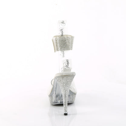 Fabulicious ELEGANT-442 Clear Rhinestone Platform Sandals - 4 1/2 Inch Heels