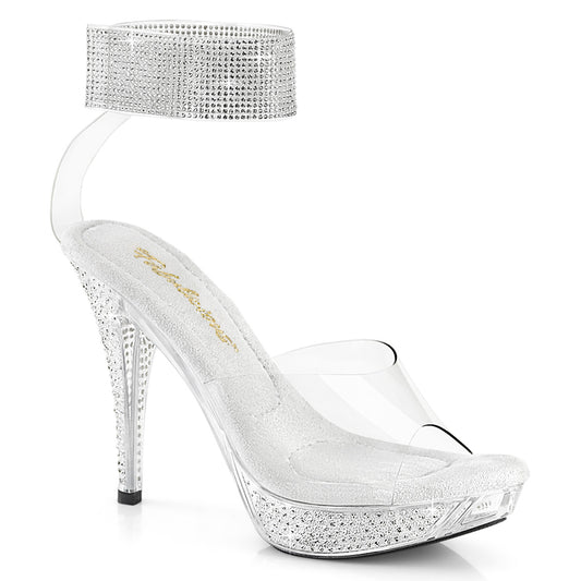 Fabulicious ELEGANT-442 Clear Rhinestone Platform Sandals - 4 1/2 Inch Heels