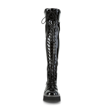 EMILY-375 Demonia Cult Black Alternative Women's Over-the-Knee Boots