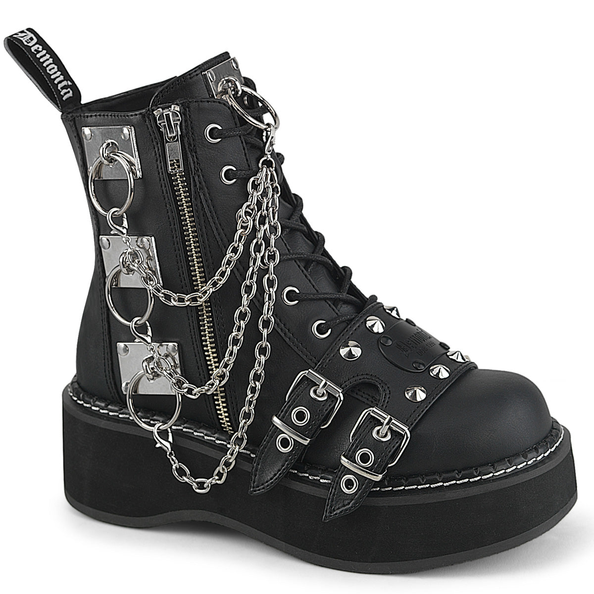 EMILY-57 DemoniaCult Black Vegan Leather Sexy Women's Ankle Boots (Alternative Footwear)