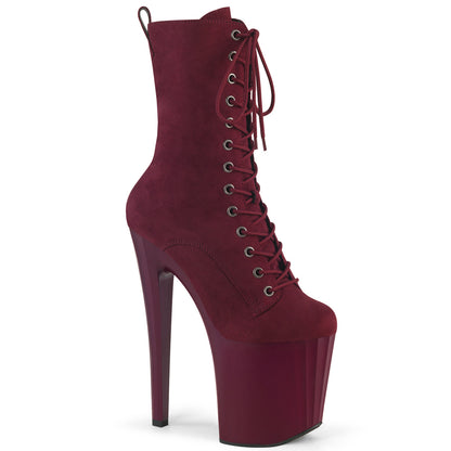 Pleaser ENCHANT-1040 Burgundy / Burgundy Matte Lace-Up Platform Ankle Boots - 8 Inch Heels