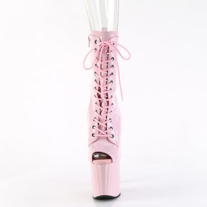 Pleaser ENCHANT-1041 Baby Pink Lace-Up Peep Toe Platform Ankle Boots - 8 Inch Heels