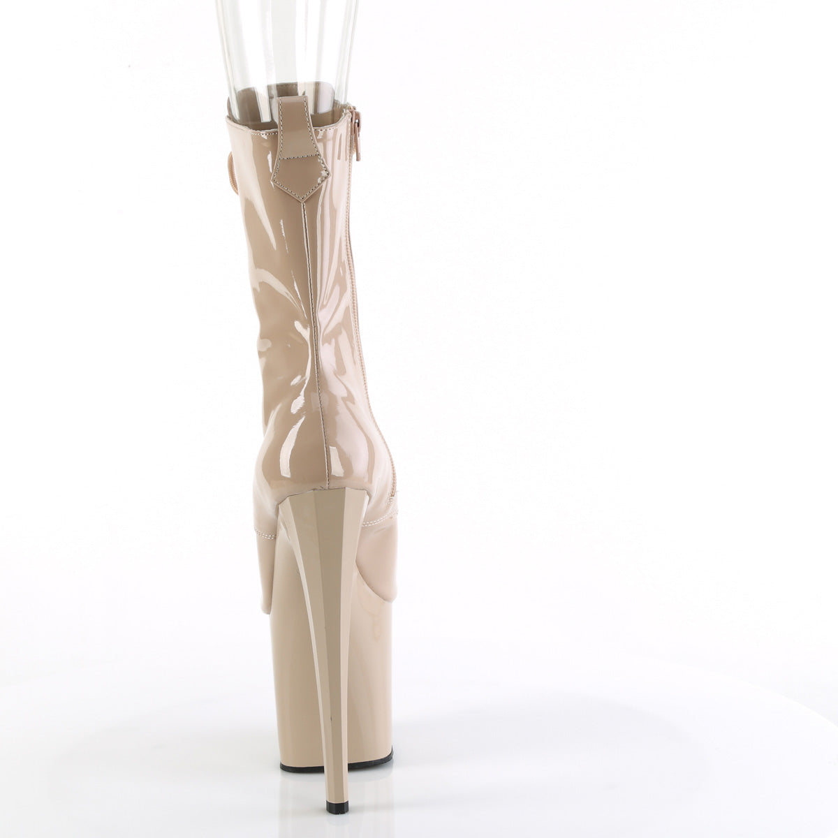 Pleaser ENCHANT-1041 Nude Lace-Up Peep Toe Platform Ankle Boots - 8 Inch Heels