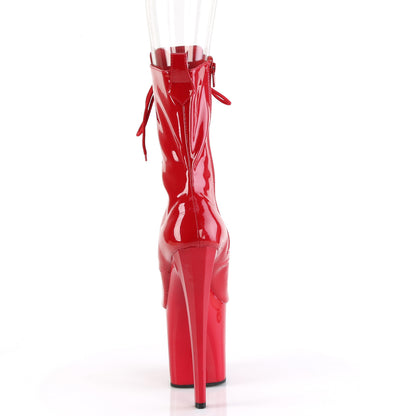 Pleaser ENCHANT-1041 Red Lace-Up Peep Toe Platform Ankle Boots - 8 Inch Heels
