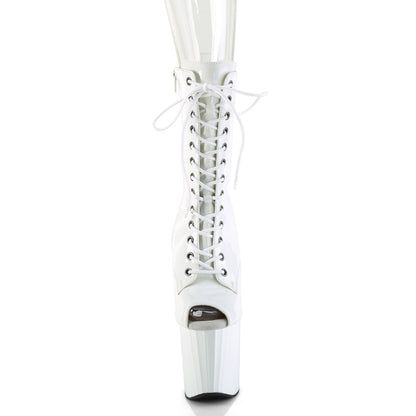 ENCHANT-1041 Pleaser White 8 Inch Pole Dancing Ankle Boots