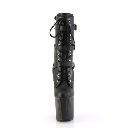 Pleaser ENCHANT-1043 Black / Black Matte Lace-Up Platform Ankle Boots - 8 Inch Heels