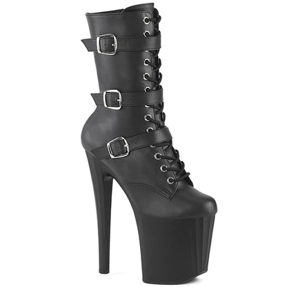 Pleaser ENCHANT-1043 Black / Black Matte Lace-Up Platform Ankle Boots - 8 Inch Heels