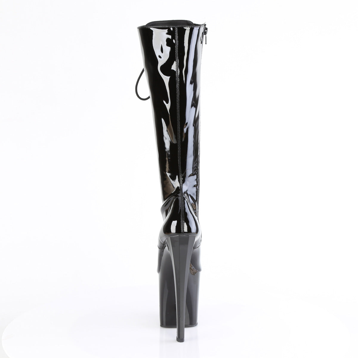 Pleaser ENCHANT-2023 Black Lace-Up Platform Knee High Boots - 8 Inch Heels