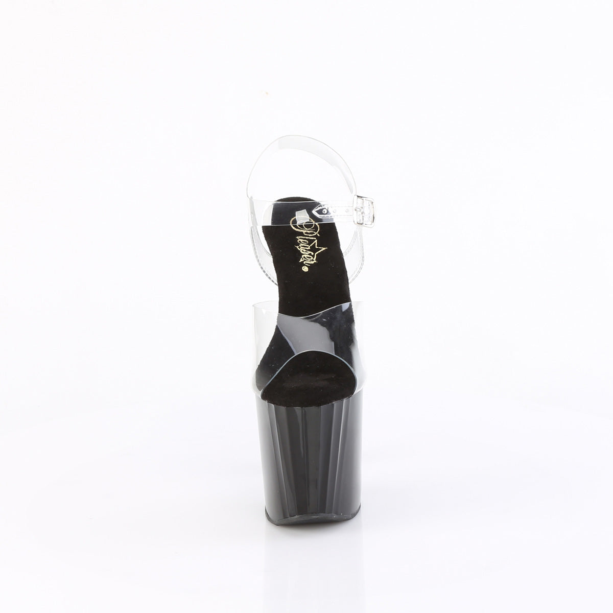 ENCHANT-708 Pleaser Clear Black 8 Inch Pole Dance Ankle Boots