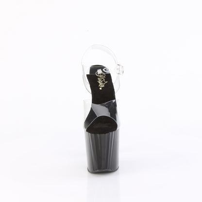 ENCHANT-708 Pleaser Clear Black 8 Inch Pole Dance Ankle Boots