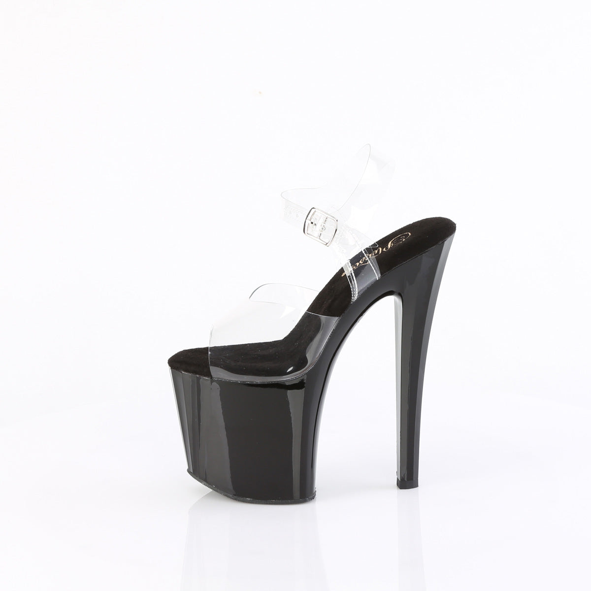 ENCHANT-708 Pleaser Clear Black 8 Inch Pole Dance Ankle Boots