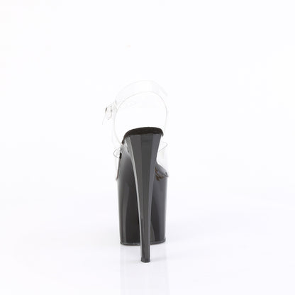 ENCHANT-708 Pleaser Clear Black 8 Inch Pole Dance Ankle Boots