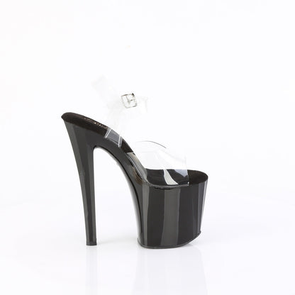 ENCHANT-708 Pleaser Clear Black 8 Inch Pole Dance Ankle Boots