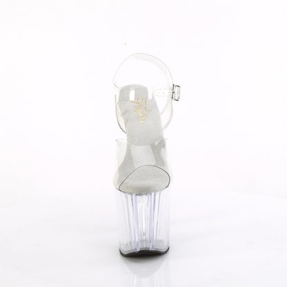 ENCHANT-708 Pleaser Clear 8 Inch Glitter Platform Ankle Boots