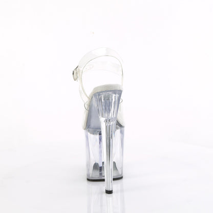 ENCHANT-708 Pleaser Clear 8 Inch Glitter Platform Ankle Boots