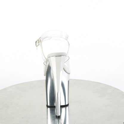 Pleaser ENCHANT-708 Clear / Silver Chrome Platform Sandals - 8 Inch Heels