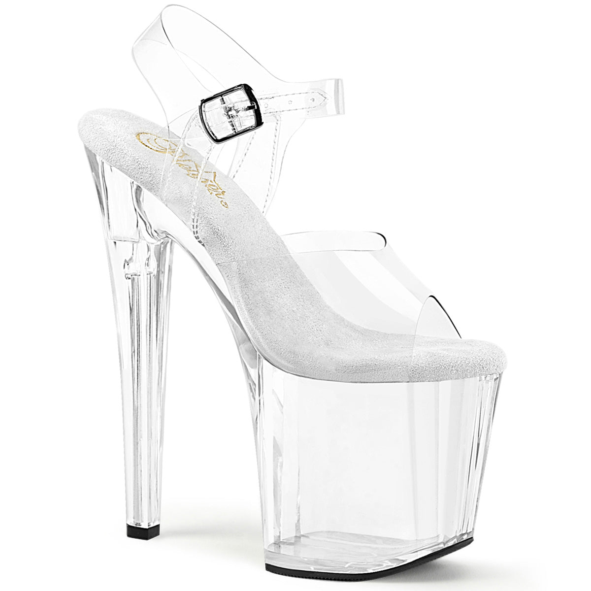 ENCHANT-708 Pleaser Clear 8 Inch Glitter Platform Ankle Boots Clr Clr