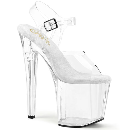 ENCHANT-708 Pleaser Clear 8 Inch Glitter Platform Ankle Boots Clr Clr