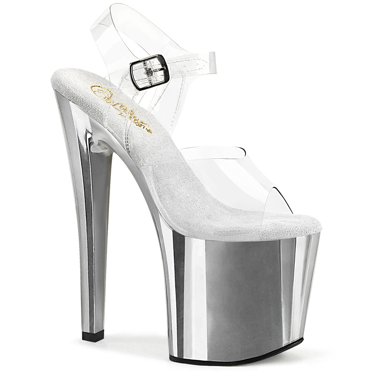 ENCHANT-708 Pleaser Silver Chrome 8 Inch Glittery Platform Ankle Boots Clr Slv Chrome