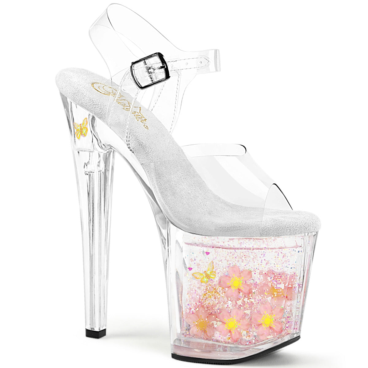 ENCHANT-708AQUA-01 Pleaser Clear Pink 8 Inch Glitter Glamour Ankle Boots Clr Clr-B. Pink