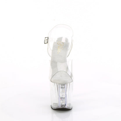ENCHANT-708AQUA-02 Pleaser Clear 8 Inch Glitter Pole Ankle Boots