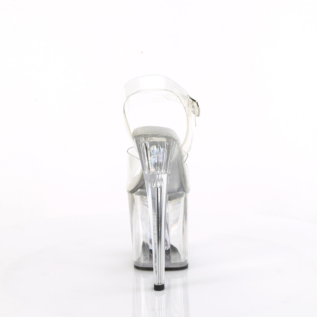ENCHANT-708AQUA-02 Pleaser Clear 8 Inch Glitter Pole Ankle Boots