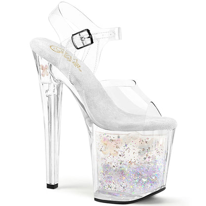 ENCHANT-708AQUA-02 Pleaser Clear 8 Inch Glitter Pole Ankle Boots Clr Clr-Slv