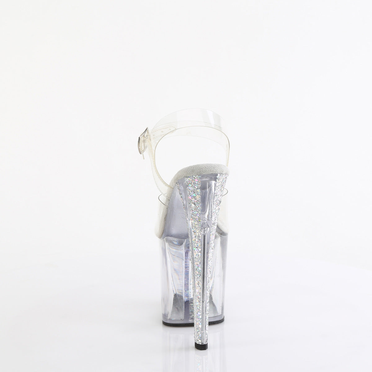 ENCHANT-708AQUA-04 Pleaser Silver Mini Glitter 8 Inch Exotic Dance Ankle Boots
