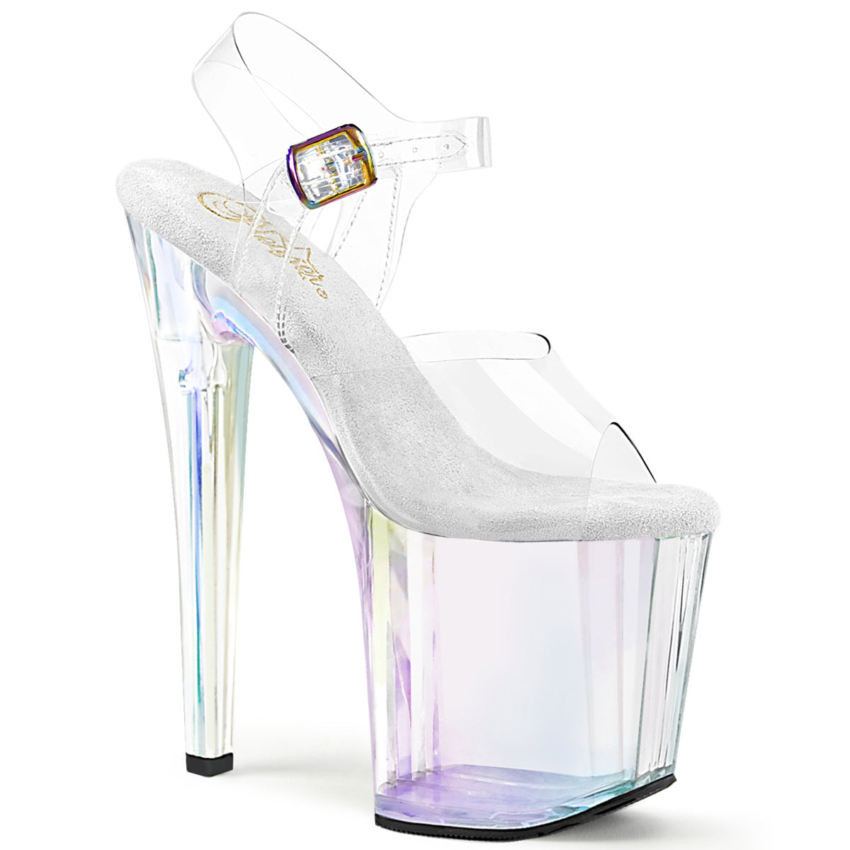 ENCHANT-708HT Pleaser Holographic Tinted 8 Inch Pole Dance Ankle Boots Clr Holographic Tinted