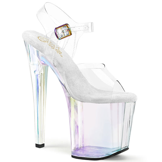 ENCHANT-708HT Pleaser Holographic Tinted 8 Inch Pole Dance Ankle Boots Clr Holographic Tinted