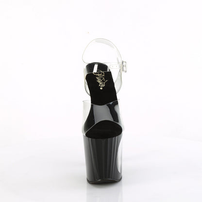 ENCHANT-708LT-CIRCLE Pleaser Black Silver Glitter 8 Inch Lap Dance Ankle Boots