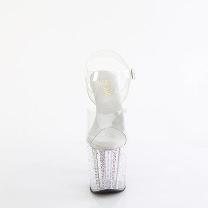 ENCHANT-708RS-01 Pleaser Clear 8 Inch Exotic Dancing Ankle Boots