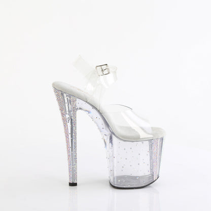 ENCHANT-708RS-01 Pleaser Clear 8 Inch Exotic Dancing Ankle Boots