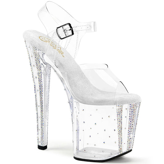 ENCHANT-708RS-01 Pleaser Clear 8 Inch Exotic Dancing Ankle Boots Clr Clr-AB RS