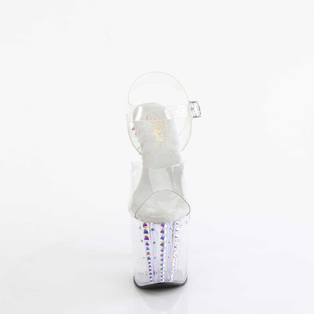 ENCHANT-708RS-02 Pleaser Clear 8 Inch Pole Heels Ankle Boots