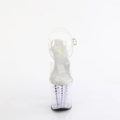 ENCHANT-708RS-02 Pleaser Clear 8 Inch Pole Heels Ankle Boots