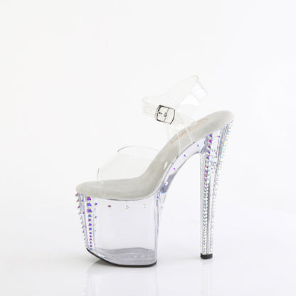 ENCHANT-708RS-02 Pleaser Clear 8 Inch Pole Heels Ankle Boots