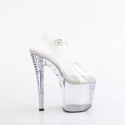 ENCHANT-708RS-02 Pleaser Clear 8 Inch Pole Heels Ankle Boots