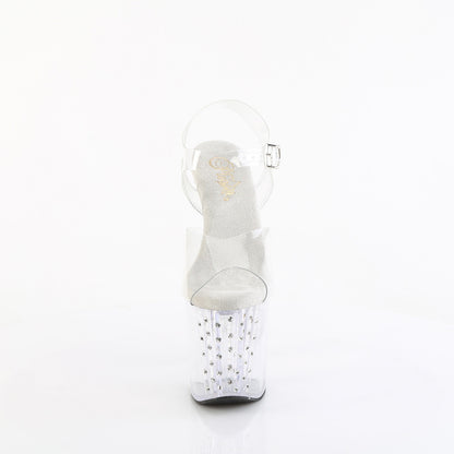 Pleaser ENCHANT-708RS Clear / Clear-Rhinestones Rhinestone Platform Sandals - 8 Inch Heels