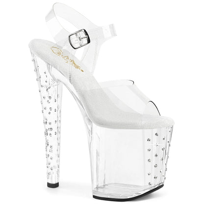 ENCHANT-708RS Pleaser Clear 8 Inch Pole Dancer Ankle Boots Clr Clr-RS