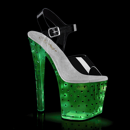 ENCHANT-708T-LT Pleaser Clear 8 Inch Exotic Dancer Ankle Boots Clr Clr-Slv