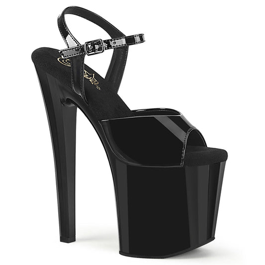 ENCHANT-709 Pleaser Black 8 Inch Pole Dancer Platform Shoes Blk Pat Blk