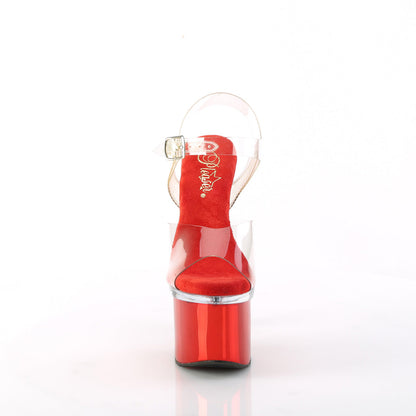 ESTEEM-708 Pleaser Clear Red 7 Inch Exotic Dancing Platform Shoes